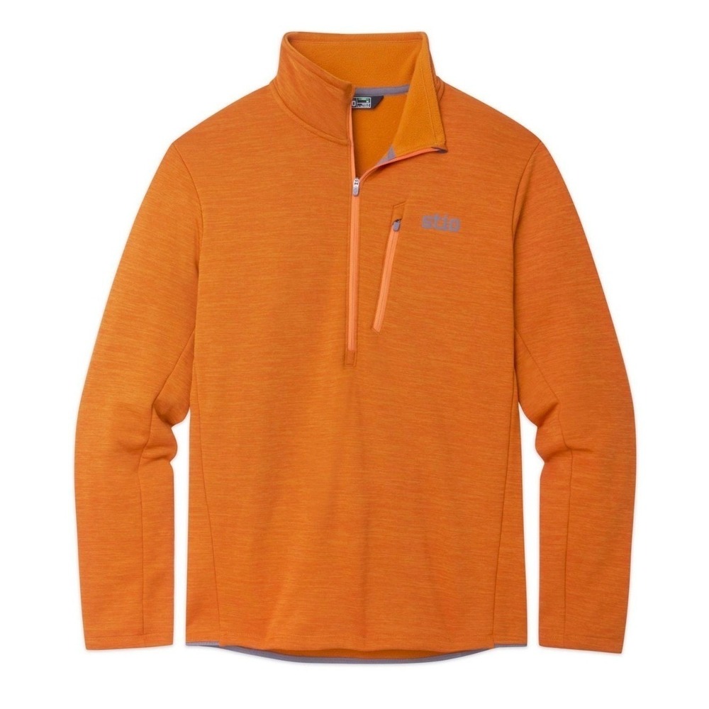 Stio Mens Glide Power Stretch Half Zip Fleece pullover winter Orange XXL NEW